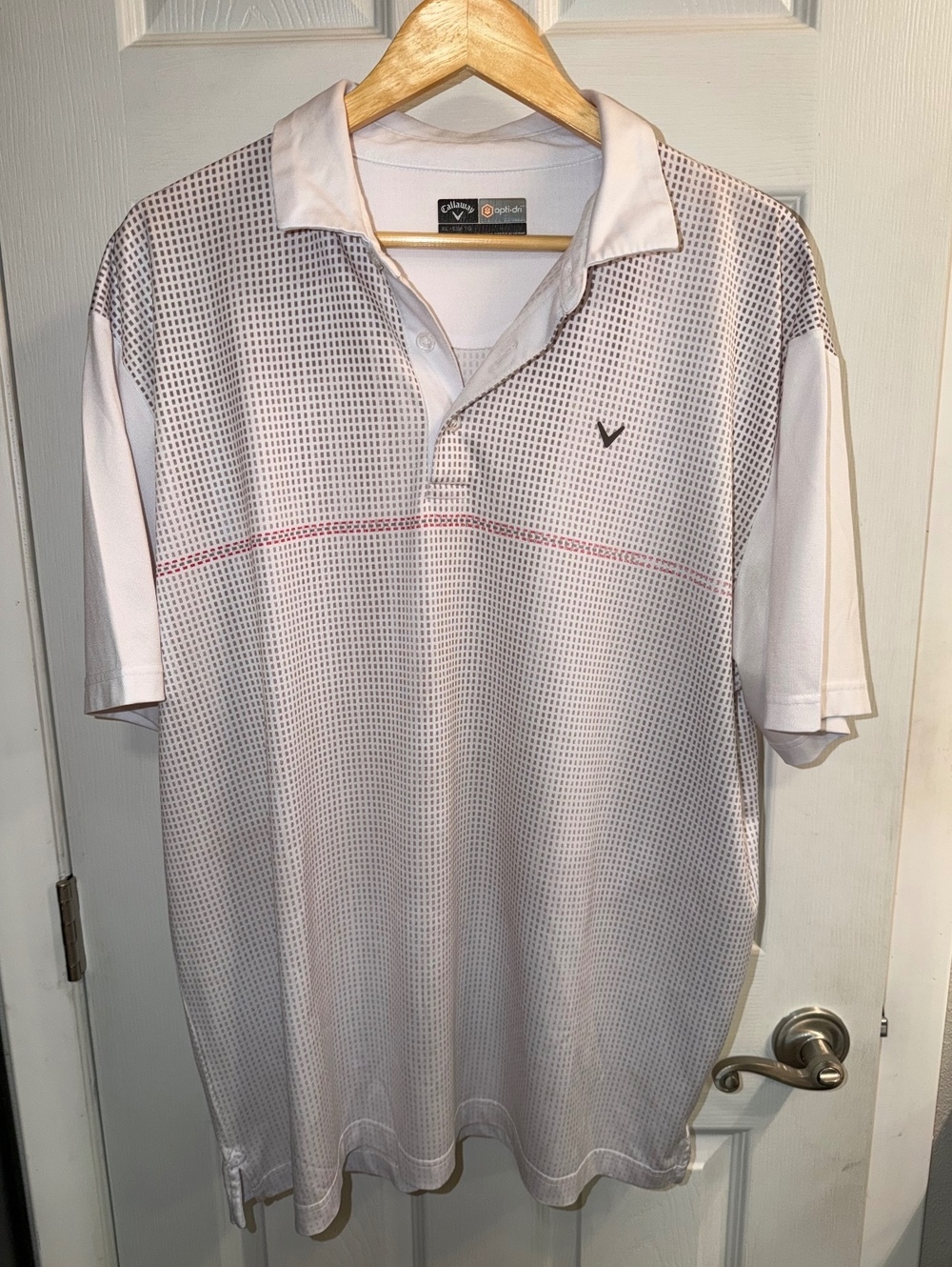 Callaway Opti-Dri Men’s XL White Gray Geometric Performance Golf Polo